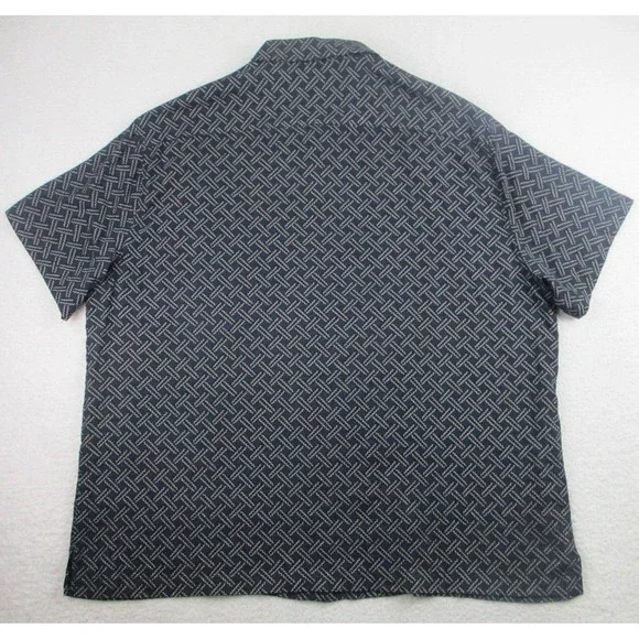 Nat Nast Shirt Mens‎ Sz XXL Luxury Silk Cotton Checked S/S Pocket Button Blue